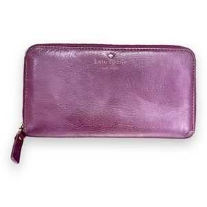 Kate Spade Cobble Hill Lacey Pink Purple Leather Ziparound Wallet